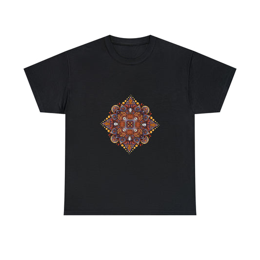 Fall Mandala Unisex Heavy Cotton Tee T-Shirt Printify Black M 