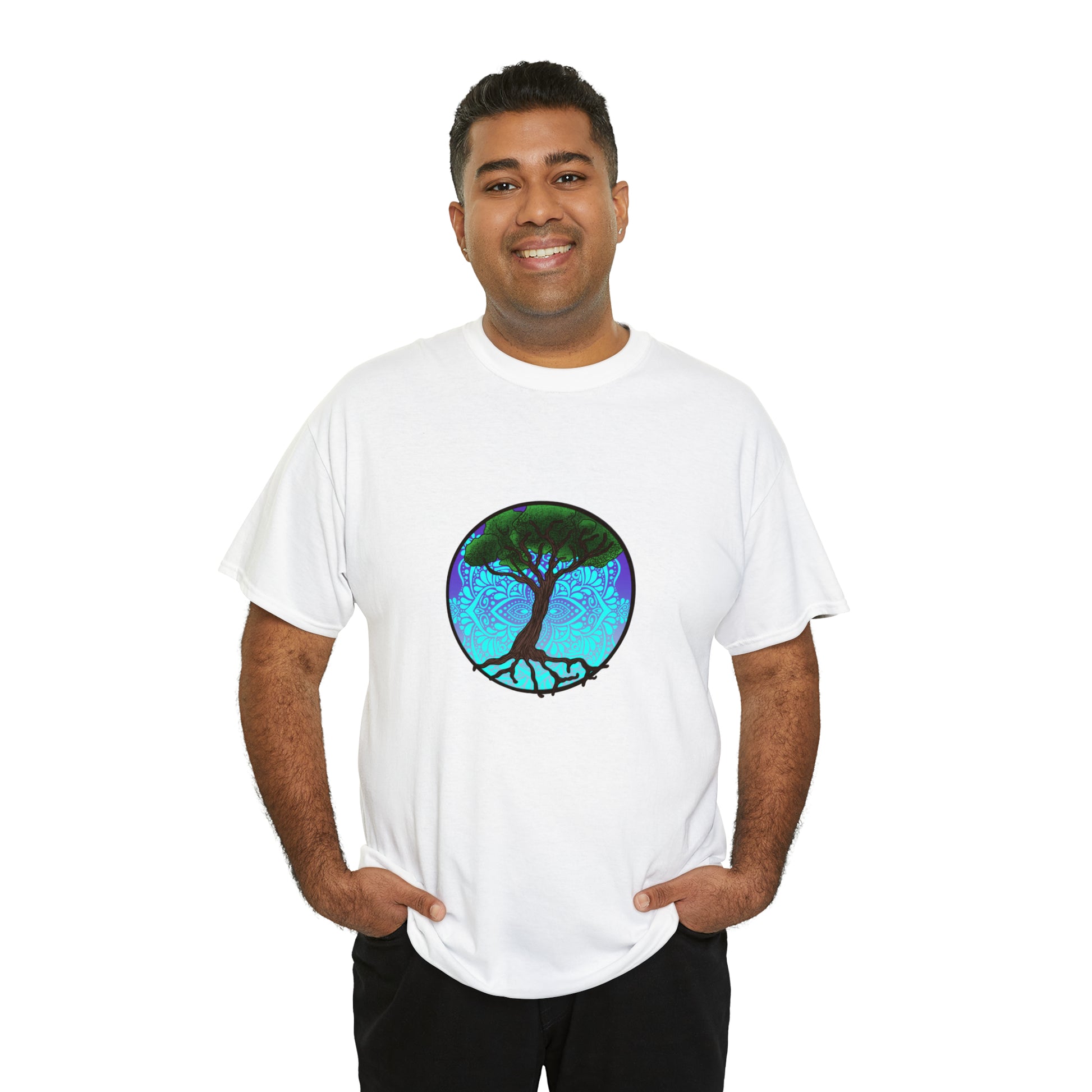 Tree of life Mandala Unisex Heavy Cotton Tee T-Shirt Printify   