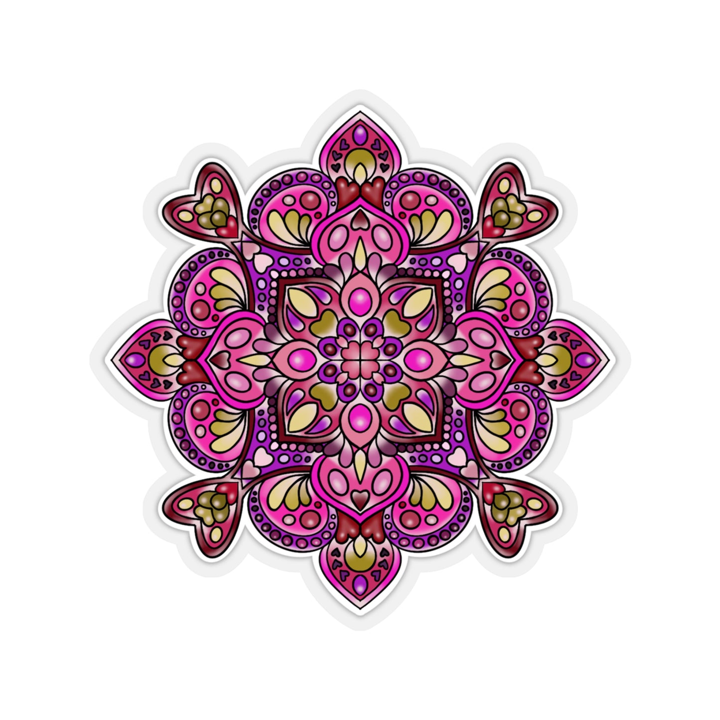 Pink Mandala Kiss-Cut Sticker Paper products Printify 6" × 6" Transparent 