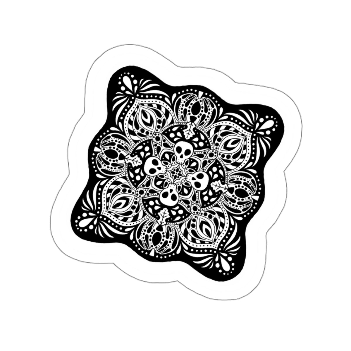 Spooky skull mandala Kiss-Cut Sticker Paper products Printify   