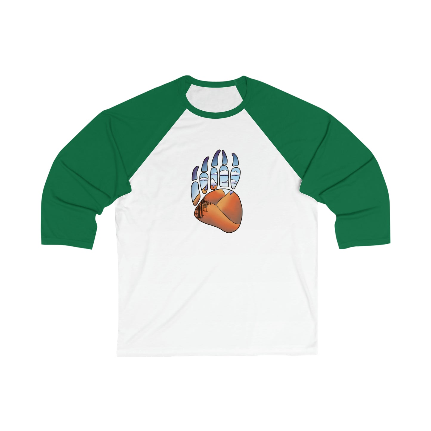 Bear Paw Unisex 3\4 Sleeve Baseball Tee Long-sleeve Printify White/ Kelly XS 