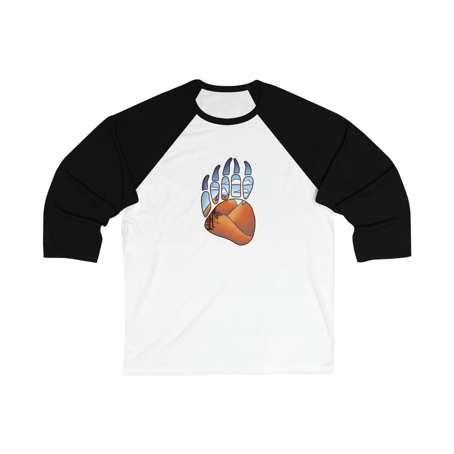 Bear Paw Unisex 3\4 Sleeve Baseball Tee Long-sleeve Printify White/Black XS 