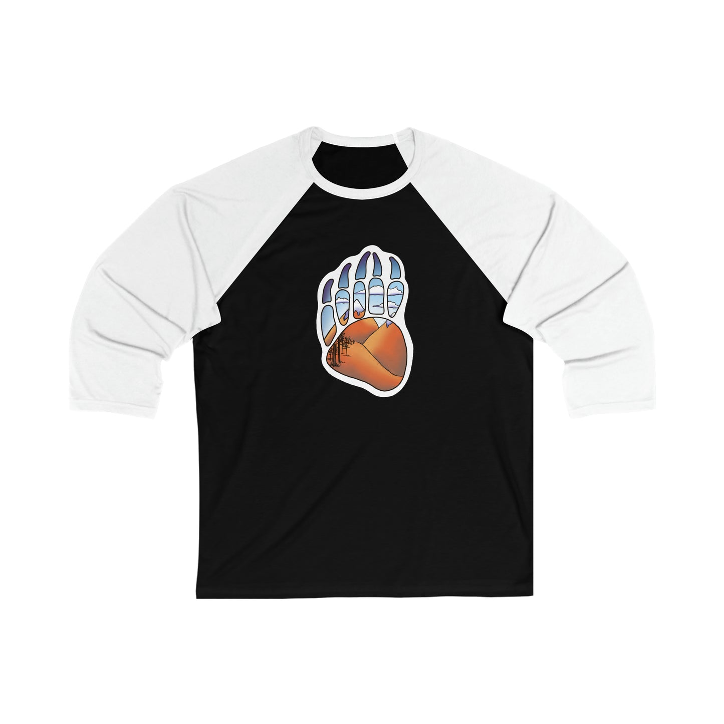 Bear Paw Unisex 3\4 Sleeve Baseball Tee Long-sleeve Printify Black/ White XL 