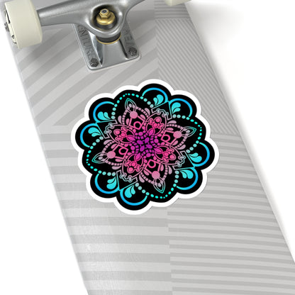 Pink and Turquoise mandala Kiss-Cut Sticker Paper products Printify 6" × 6" White 