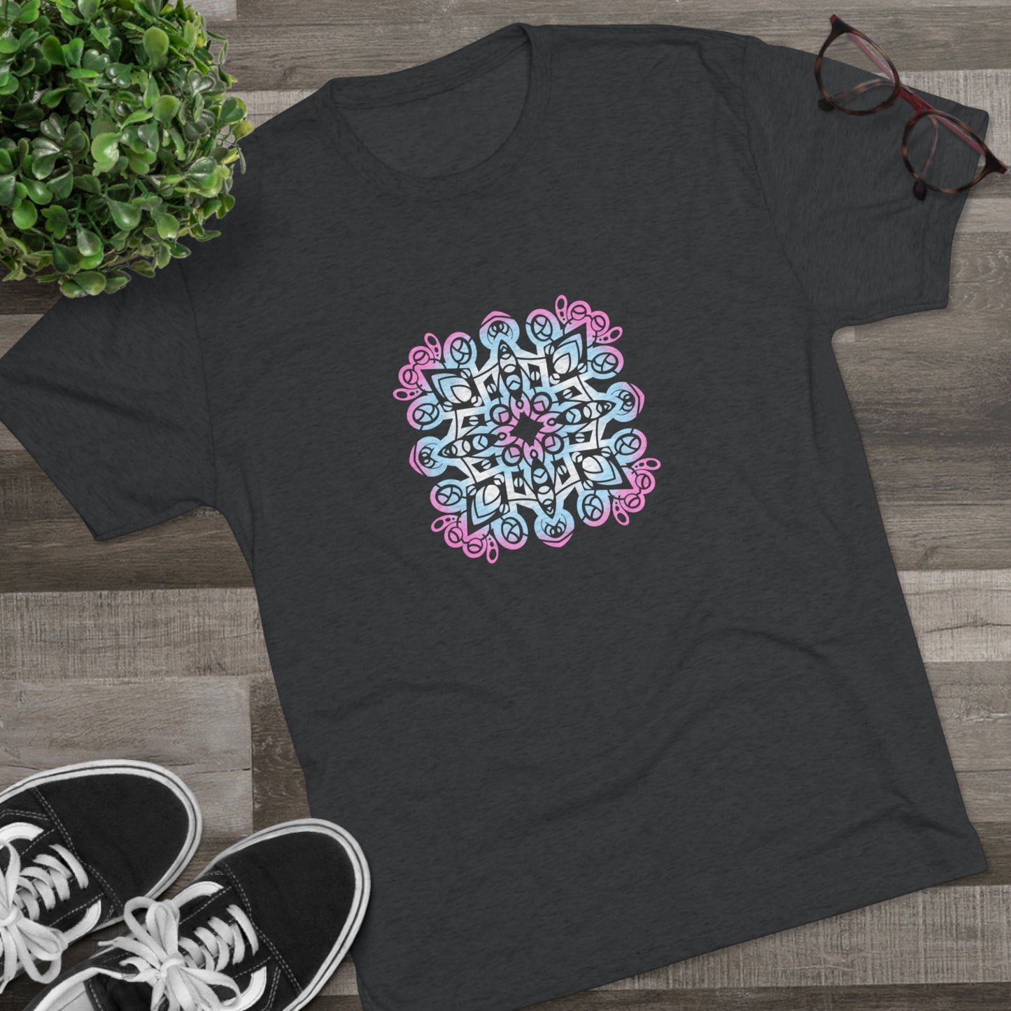 Trans pride Mandala Unisex Tri-Blend Crew Tee T-Shirt Printify   