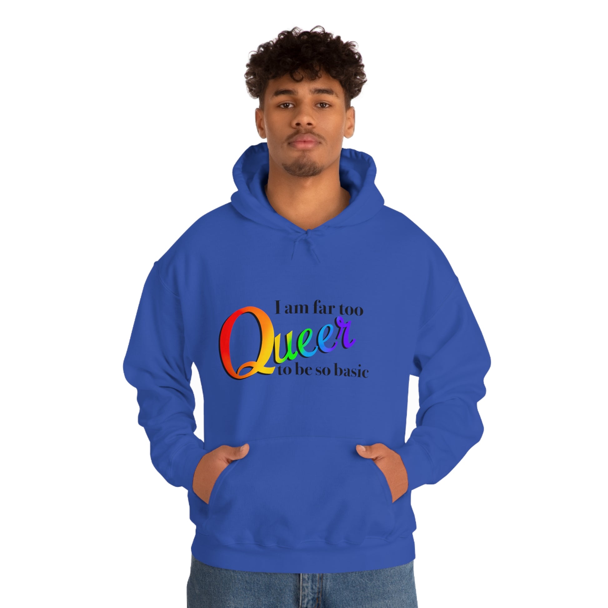 Far too queer Pride Unisex Heavy Blend™ Hooded Sweatshirt Hoodie Printify   