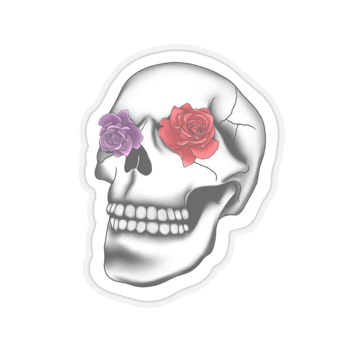 Rose skull Kiss-Cut Sticker Paper products Printify   