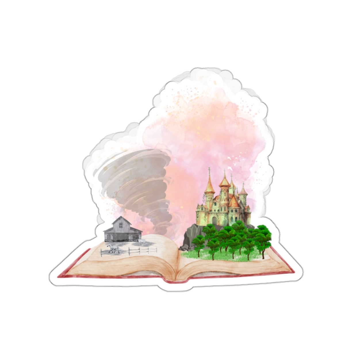 OZ fantasy book Kiss-Cut Sticker Paper products Printify   