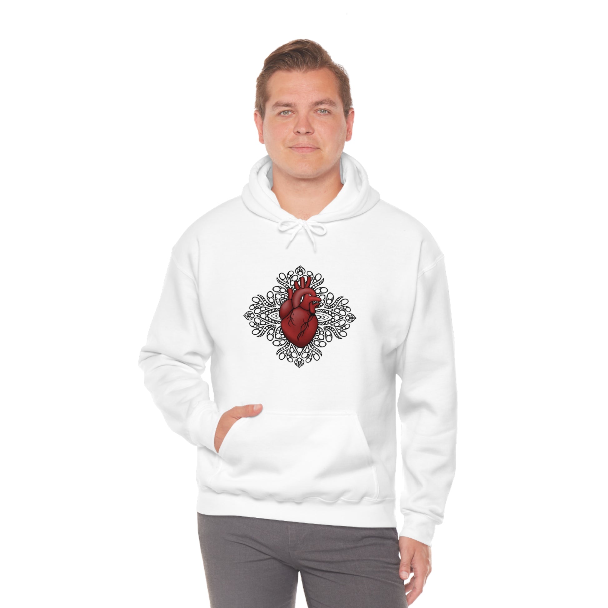 Anatomical Heart Mandala Unisex Heavy Blend™ Hooded Sweatshirt Hoodie Printify   