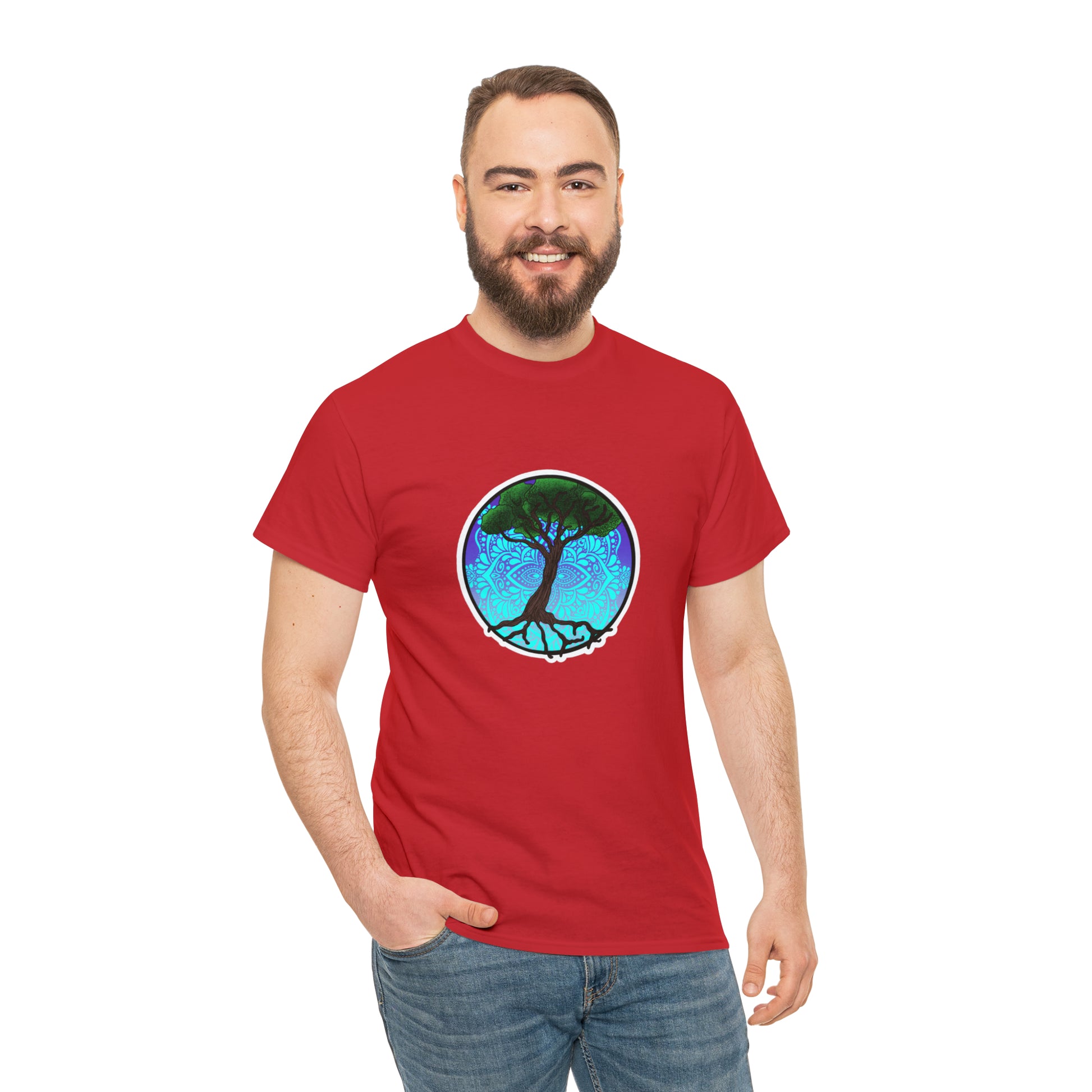 Tree of life Mandala Unisex Heavy Cotton Tee T-Shirt Printify   