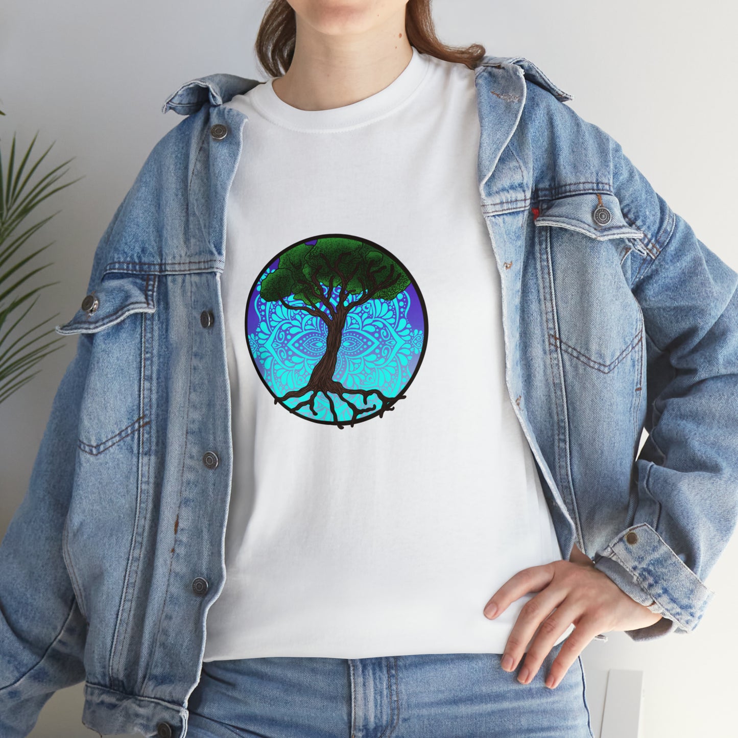 Tree of life Mandala Unisex Heavy Cotton Tee T-Shirt Printify   