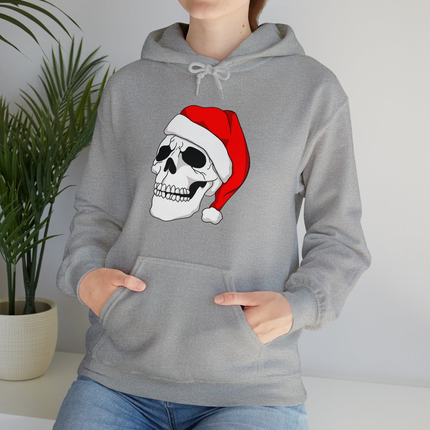 Santa Skull Unisex Heavy Blend™ Hooded Sweatshirt Hoodie Printify   