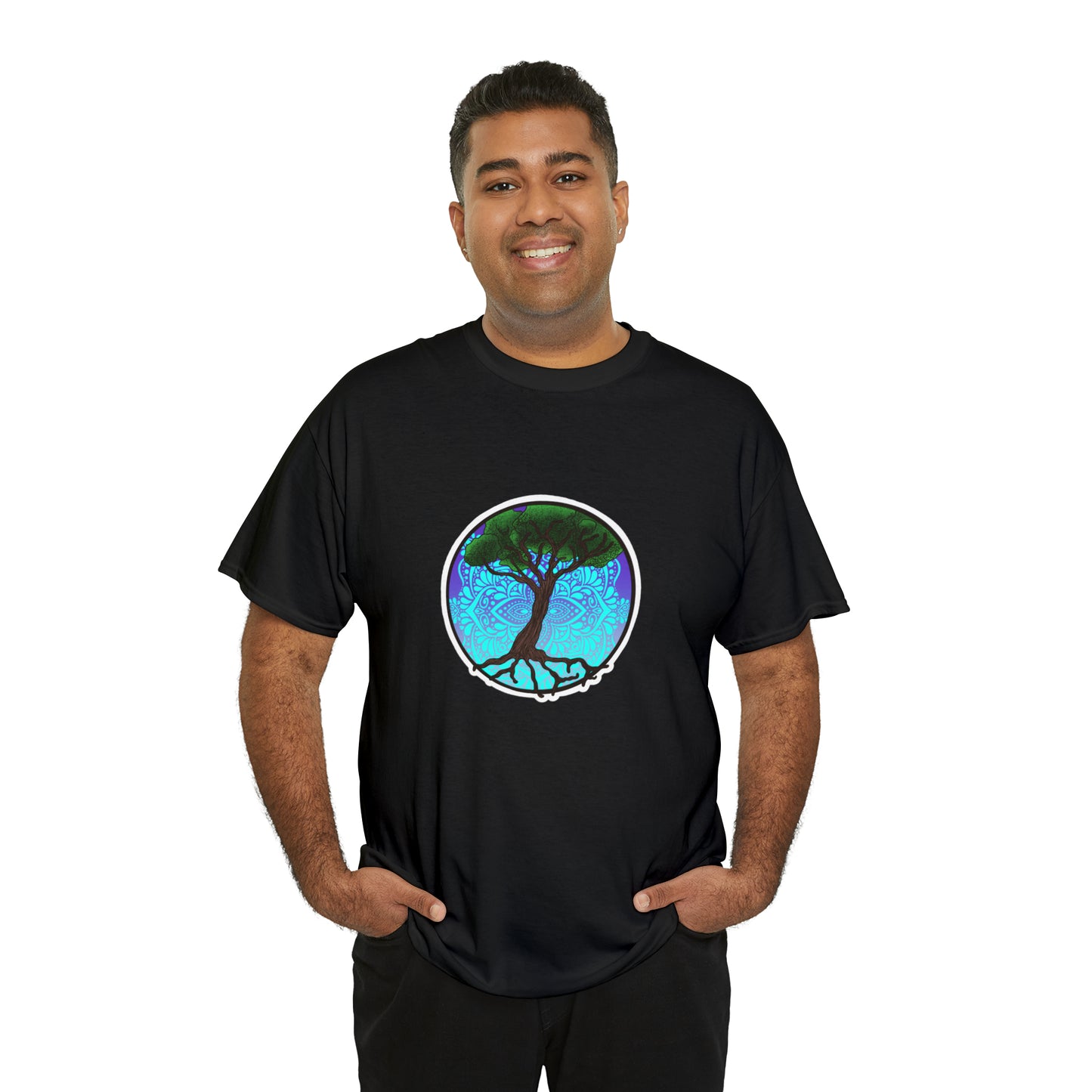 Tree of life Mandala Unisex Heavy Cotton Tee T-Shirt Printify   