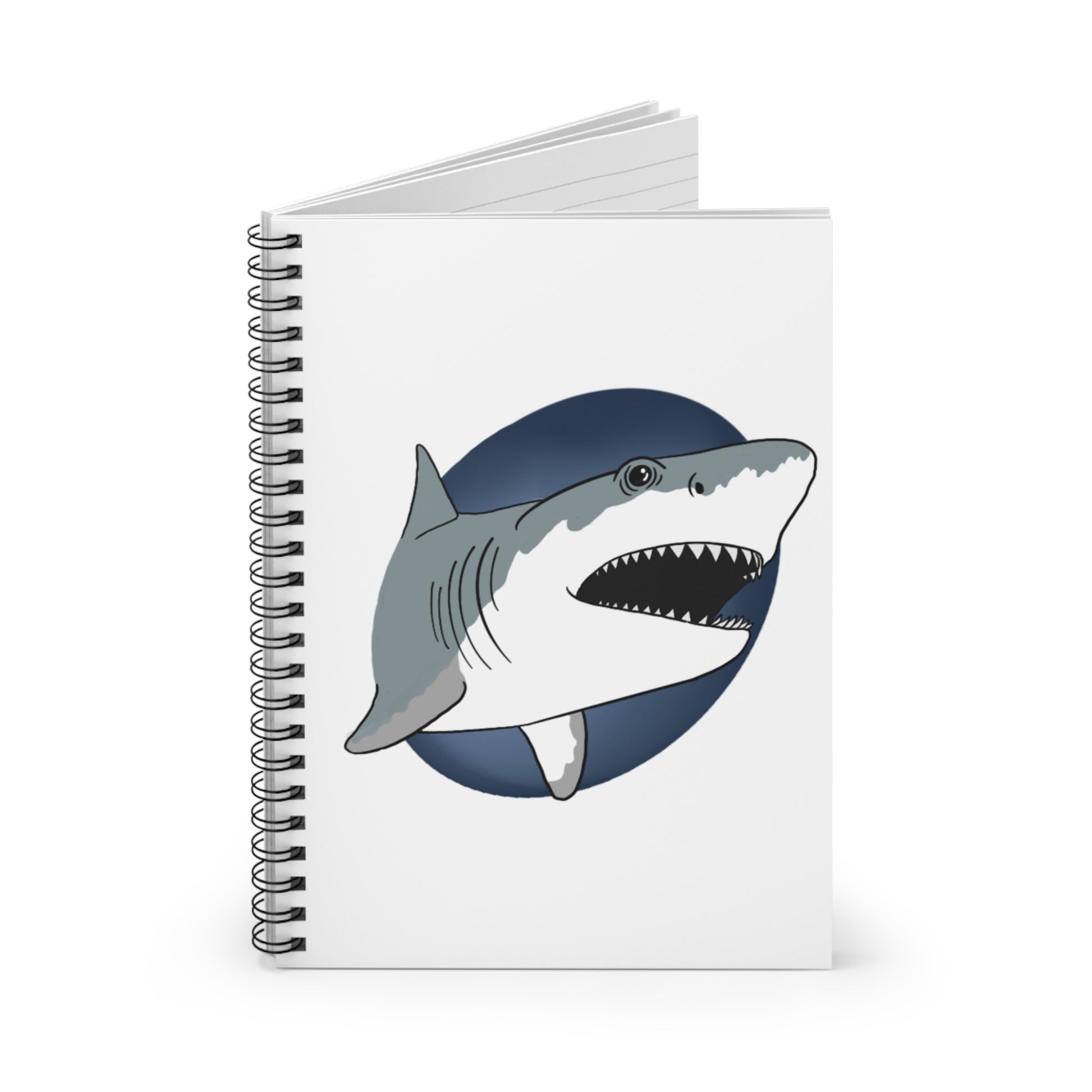 Great White Shark Spiral Notebook - Ruled Line Paper products Printify   