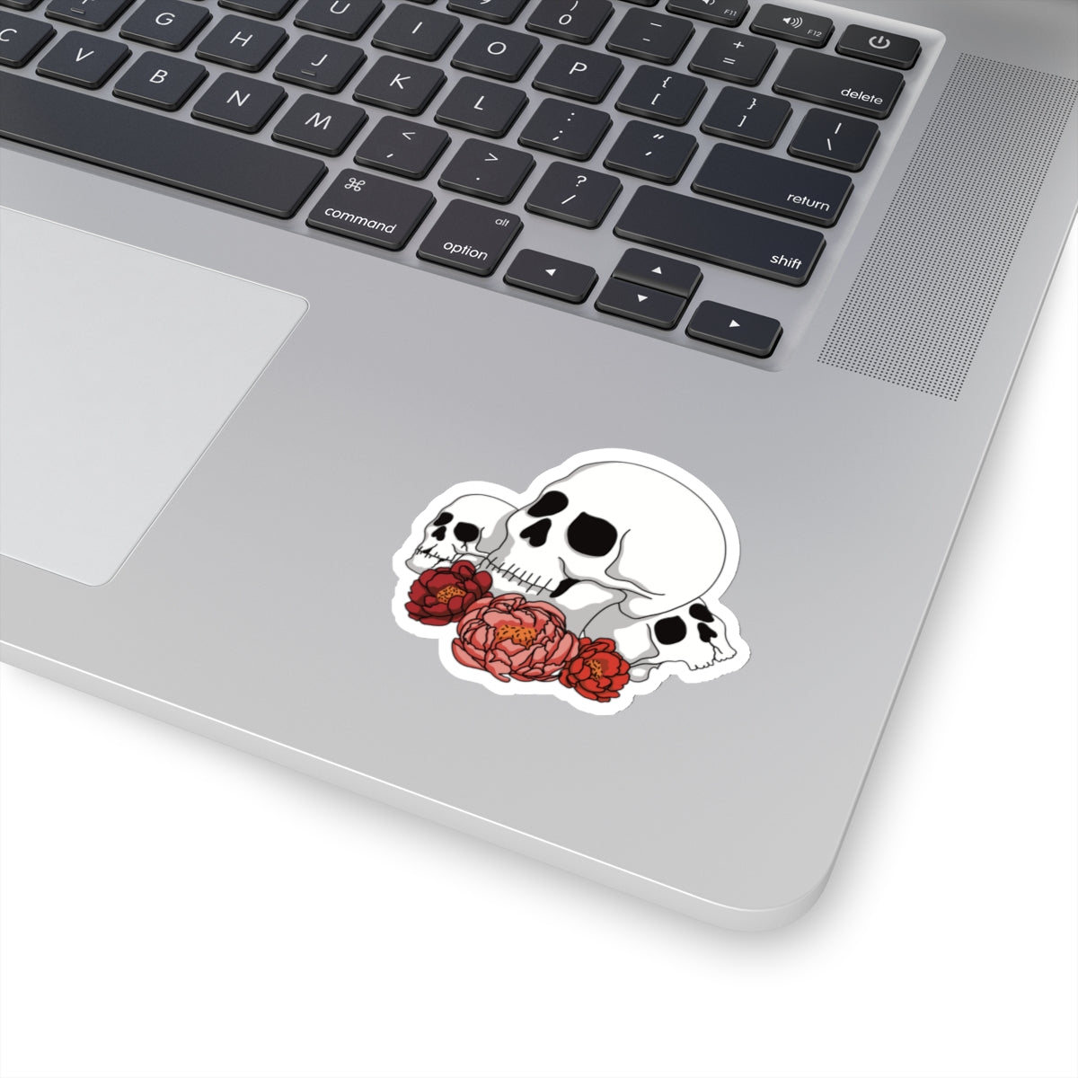 Skulls and flowers Kiss cut sticker Paper products Printify   