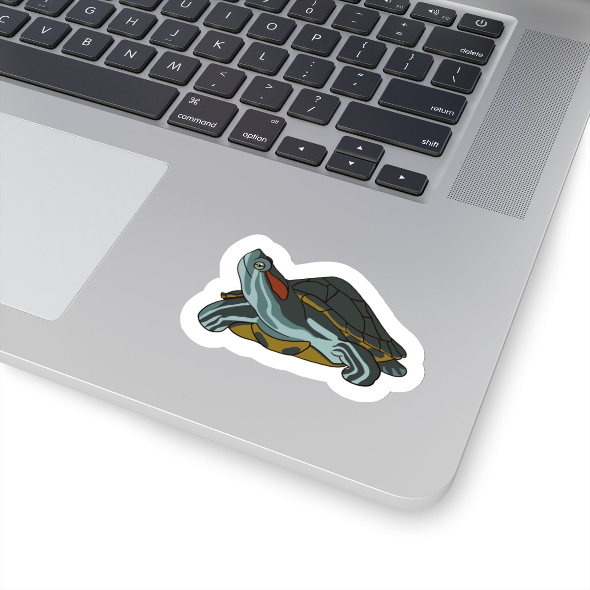 Red eared slider turtle Kiss-Cut Sticker Paper products Printify   