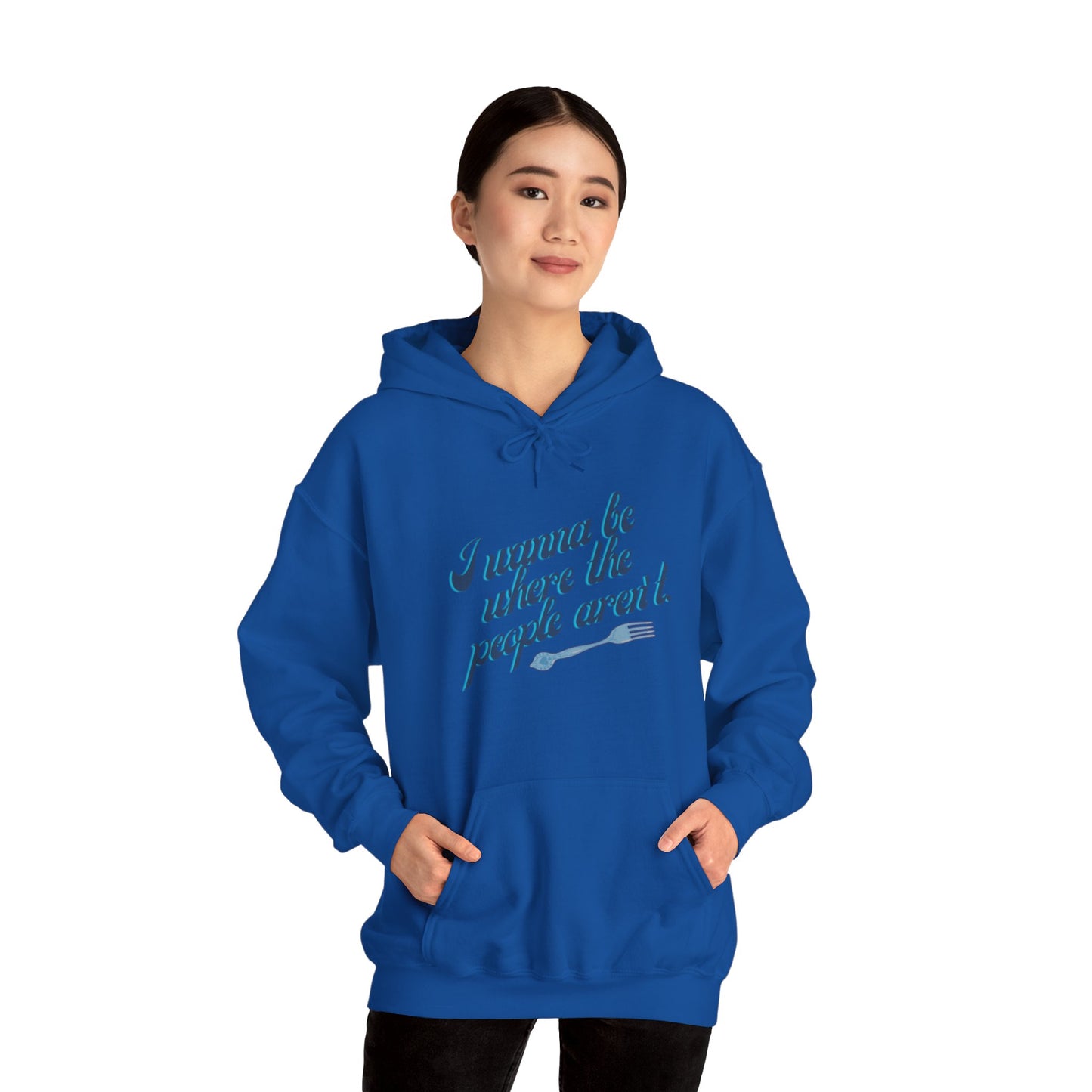 Embrace Your Introverted Side: "I Wanna Be Where the People Aren't" Hoodie Hoodie Printify Royal S 