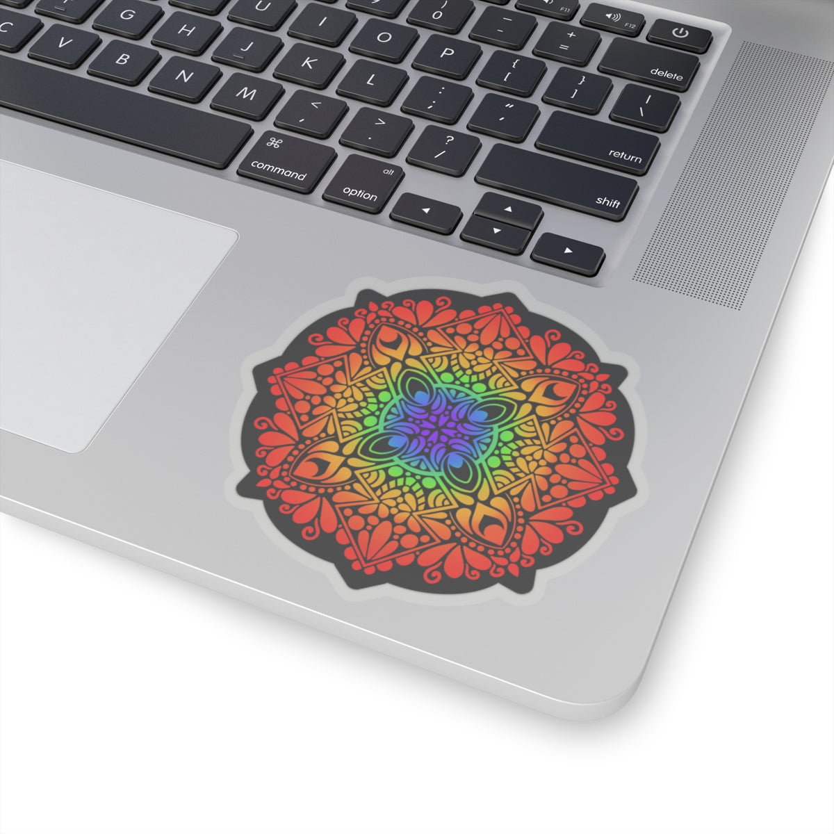 Rainbow Pride mandala Kiss-Cut Sticker Paper products Printify 4" × 4" Transparent 