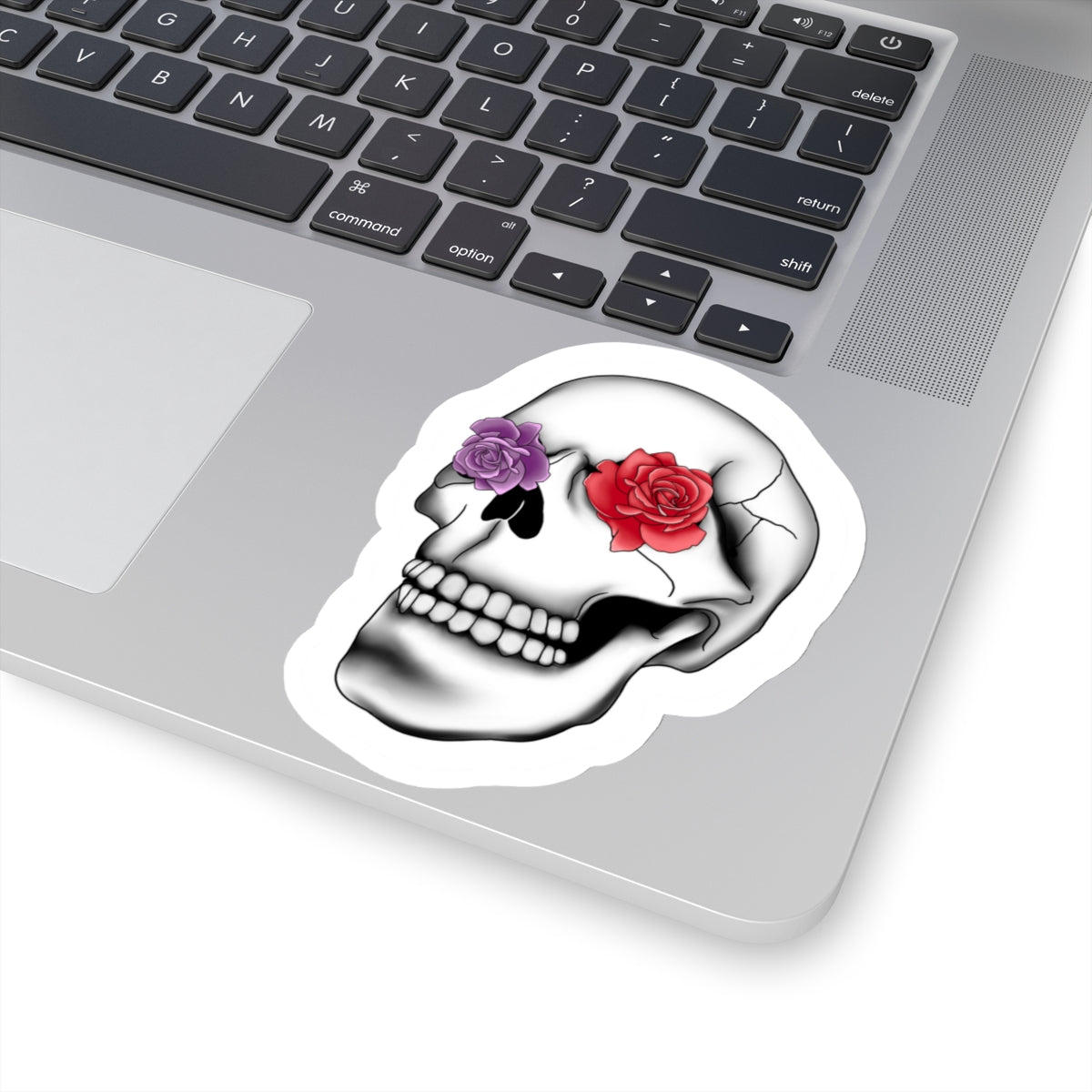 Rose skull Kiss-Cut Sticker Paper products Printify   