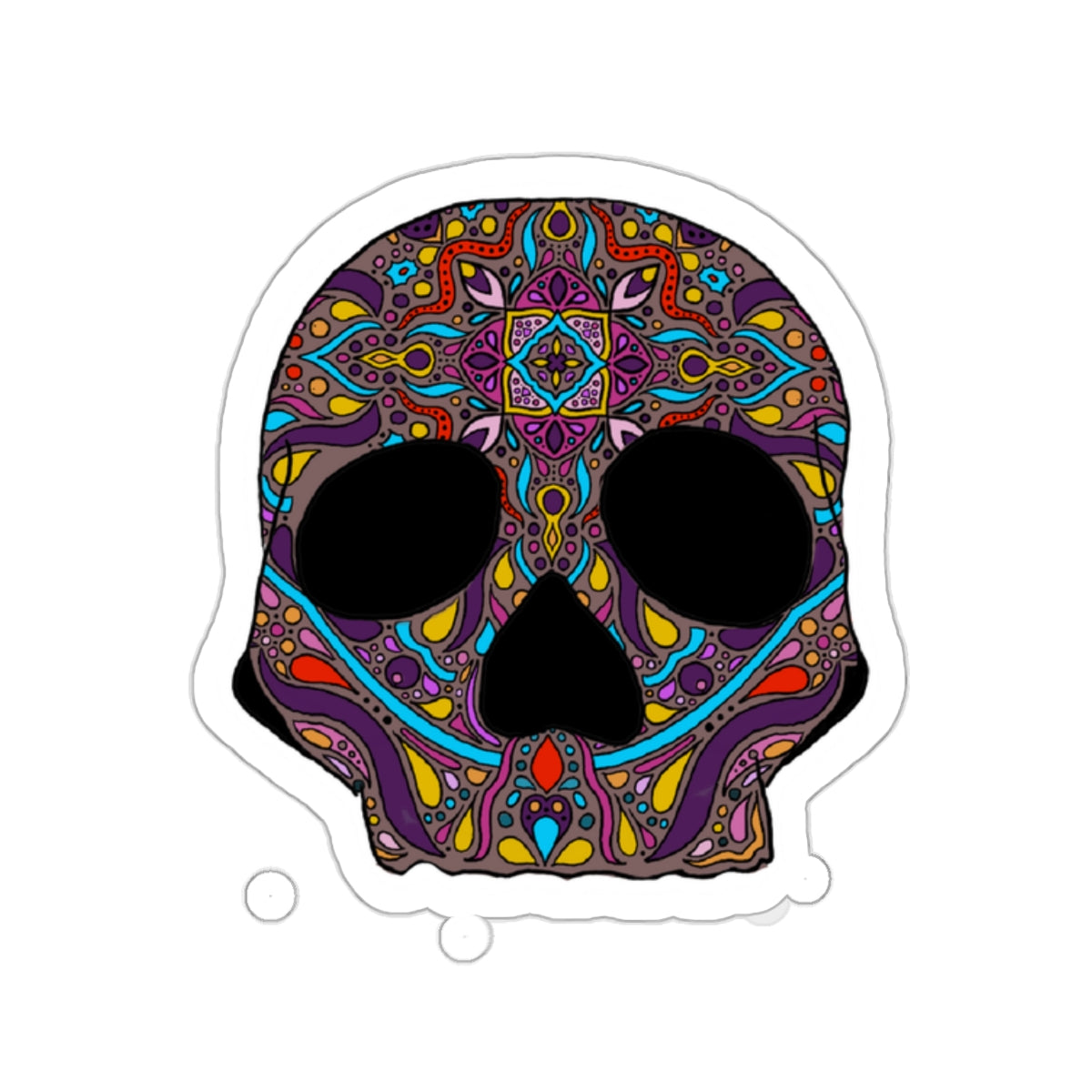 Skull mandala Kiss-Cut Sticker Paper products Printify   