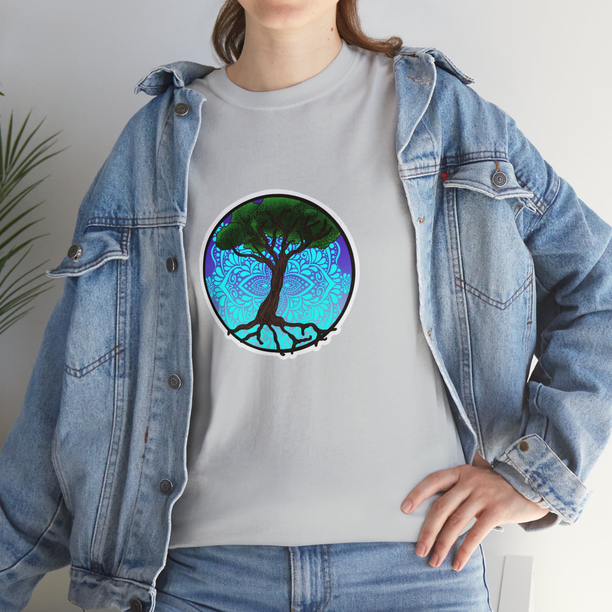 Tree of life Mandala Unisex Heavy Cotton Tee T-Shirt Printify   