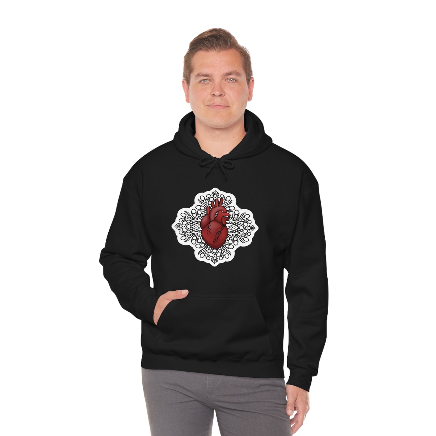 Anatomical Heart Mandala Unisex Heavy Blend™ Hooded Sweatshirt Hoodie Printify   