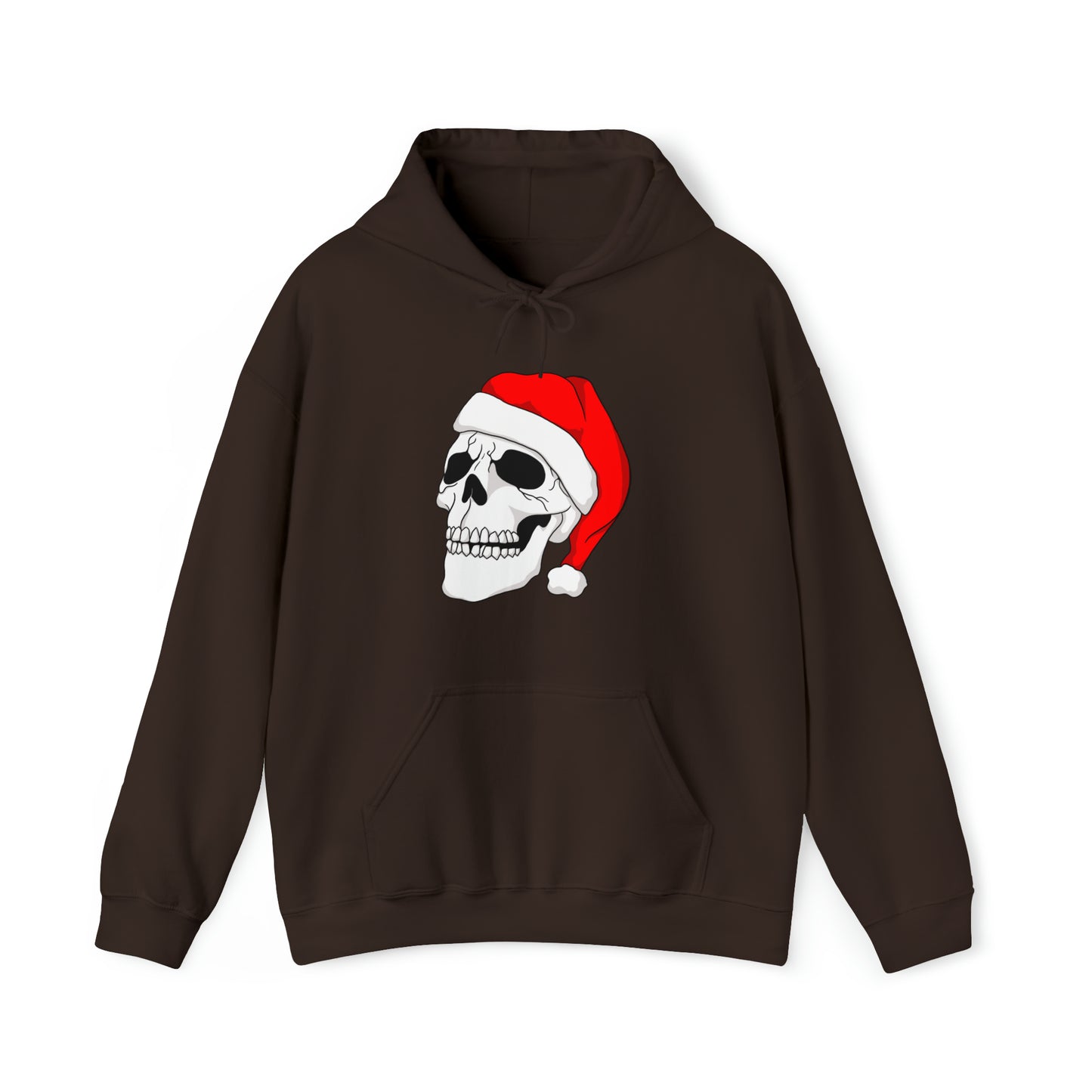 Santa Skull Unisex Heavy Blend™ Hooded Sweatshirt Hoodie Printify Dark Chocolate S 