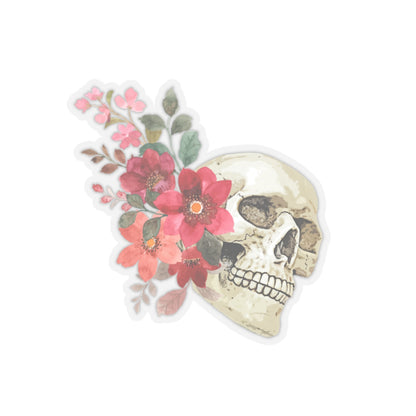 Skull floral bouquet Kiss-Cut Stickers