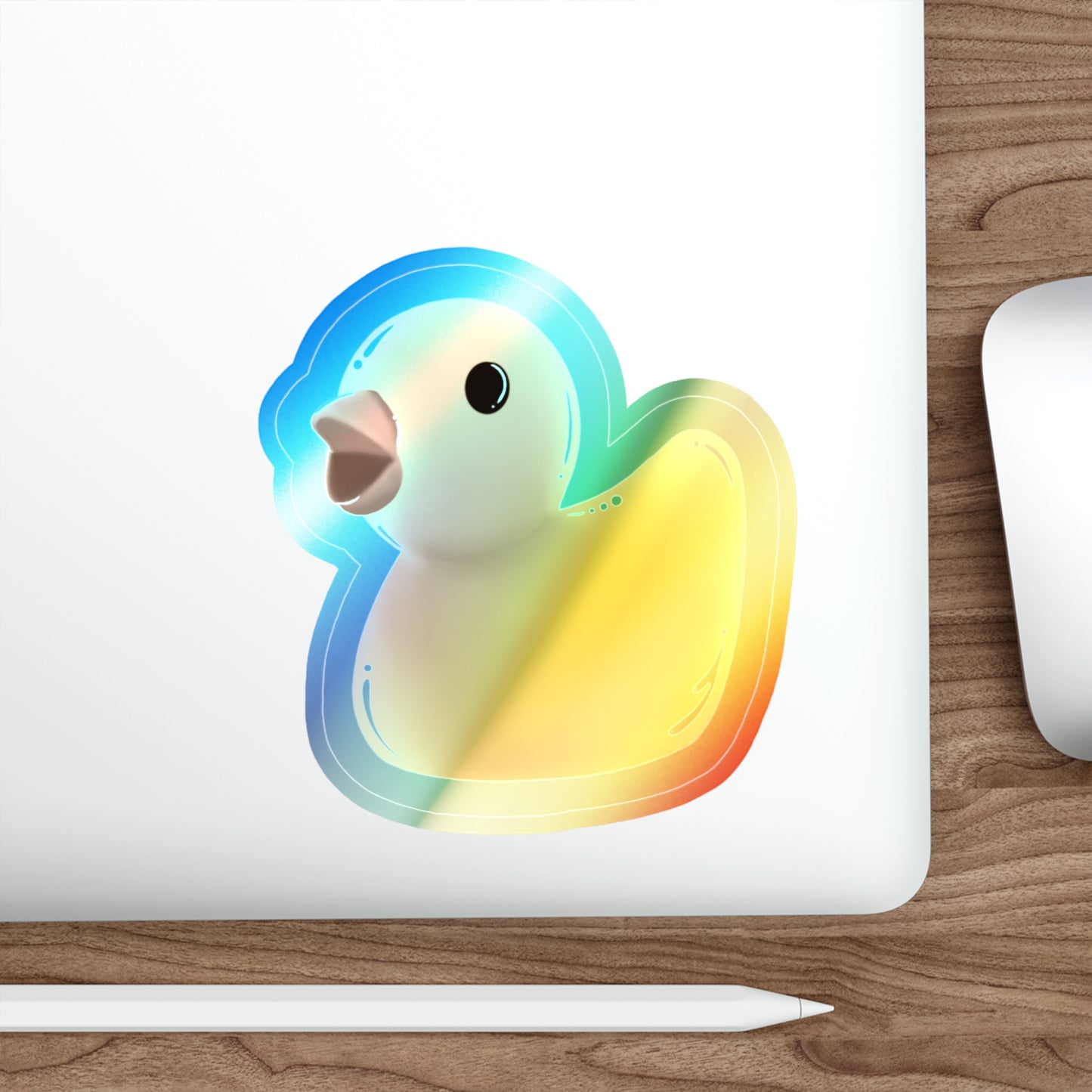 Rubber Duck Holographic Die-cut Sticker Paper products Printify   