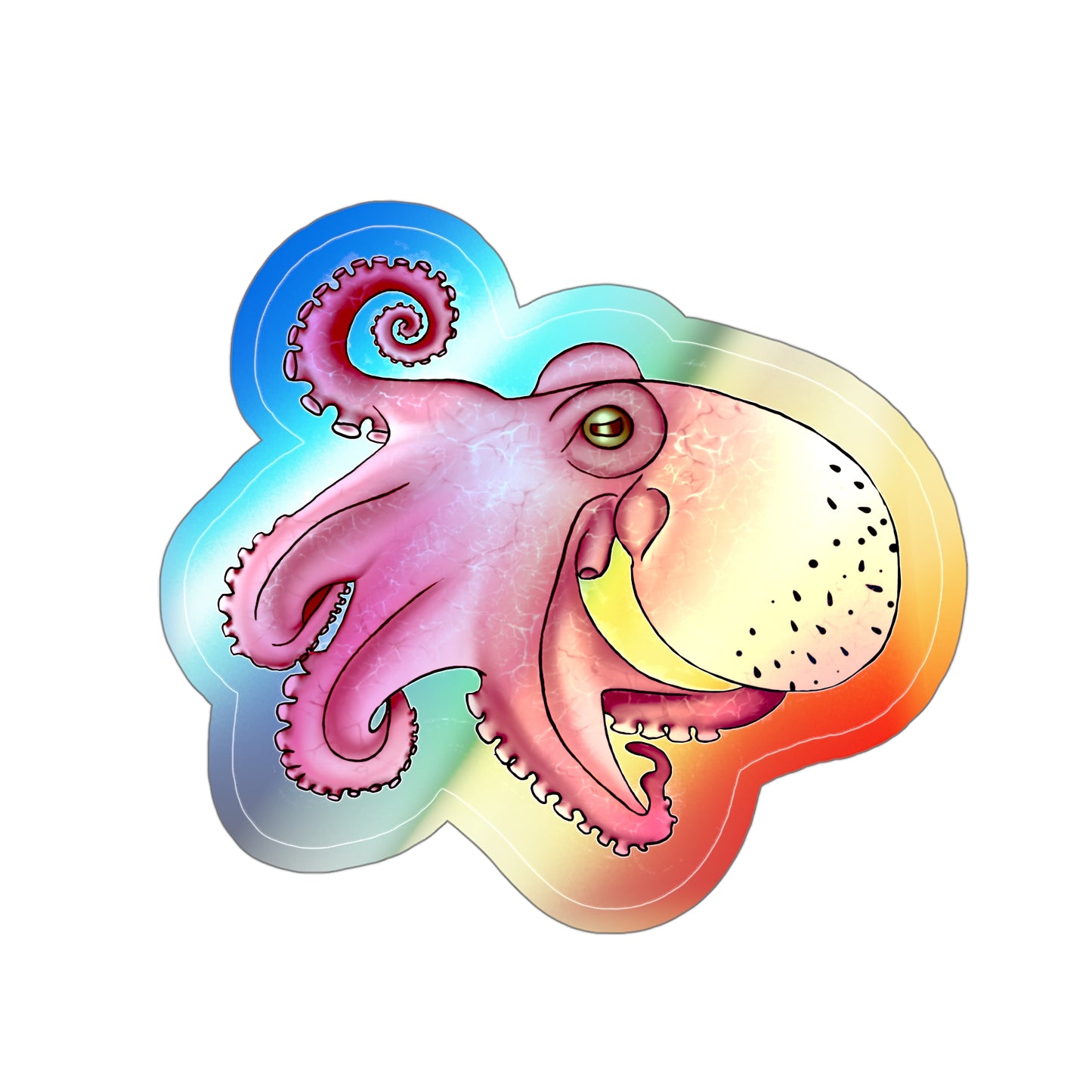 Octopus Holographic Die-cut Sticker Paper products Printify   