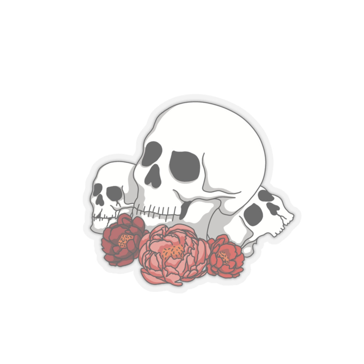 Skulls and flowers Kiss cut sticker Paper products Printify 4" × 4" Transparent 