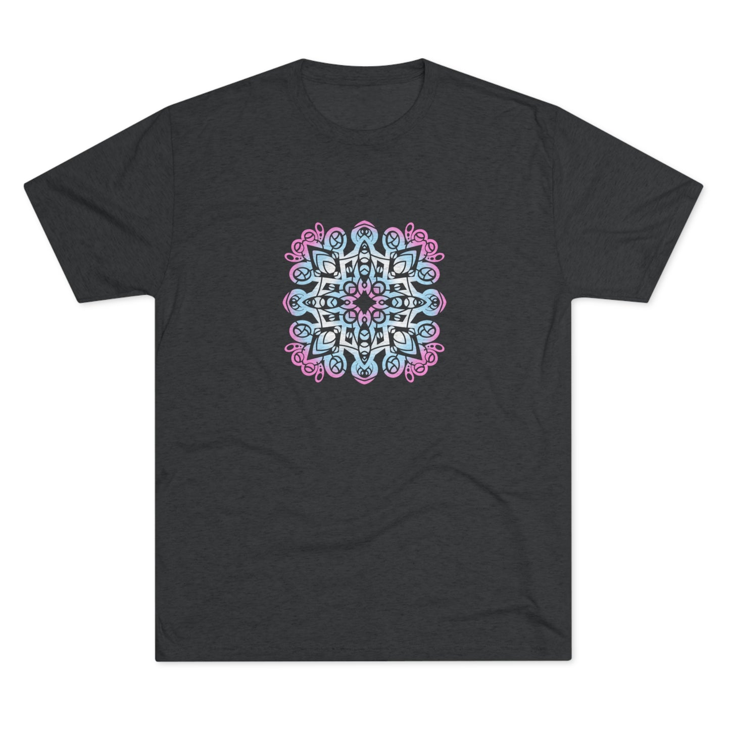 Trans pride Mandala Unisex Tri-Blend Crew Tee T-Shirt Printify Tri-Blend Vintage Black S 