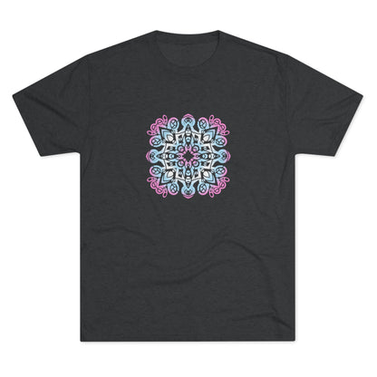 Trans pride Mandala Unisex Tri-Blend Crew Tee T-Shirt Printify Tri-Blend Vintage Black S 