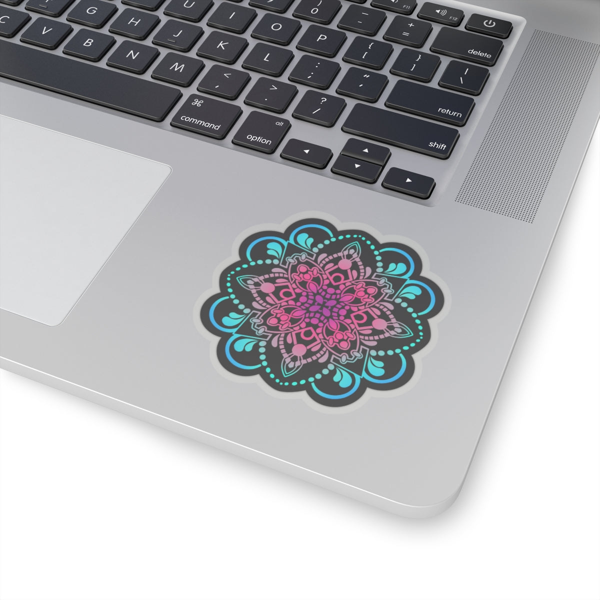 Pink and Turquoise mandala Kiss-Cut Sticker Paper products Printify 3" × 3" Transparent 