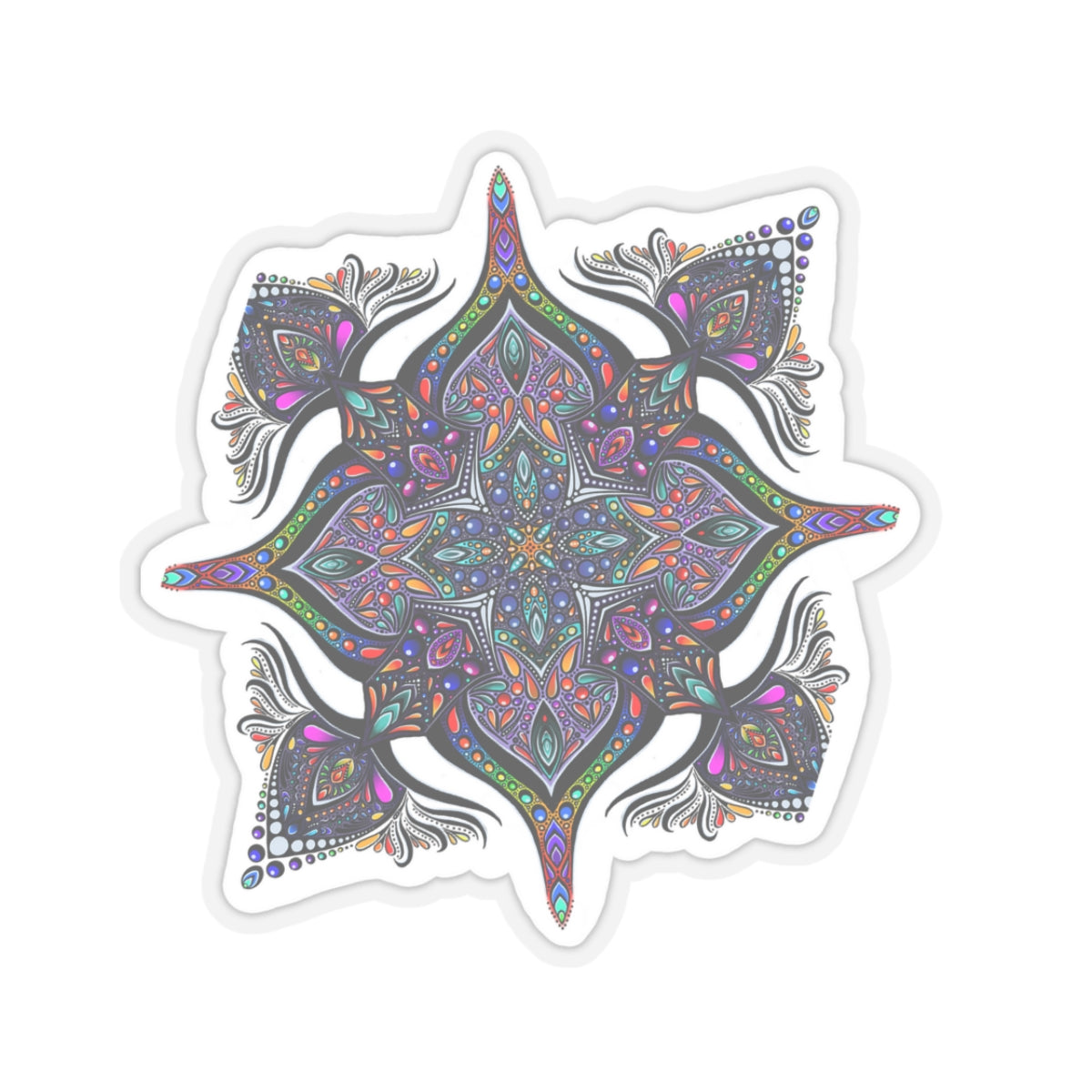 Rainbow mandala Kiss-Cut Sticker Paper products Printify   