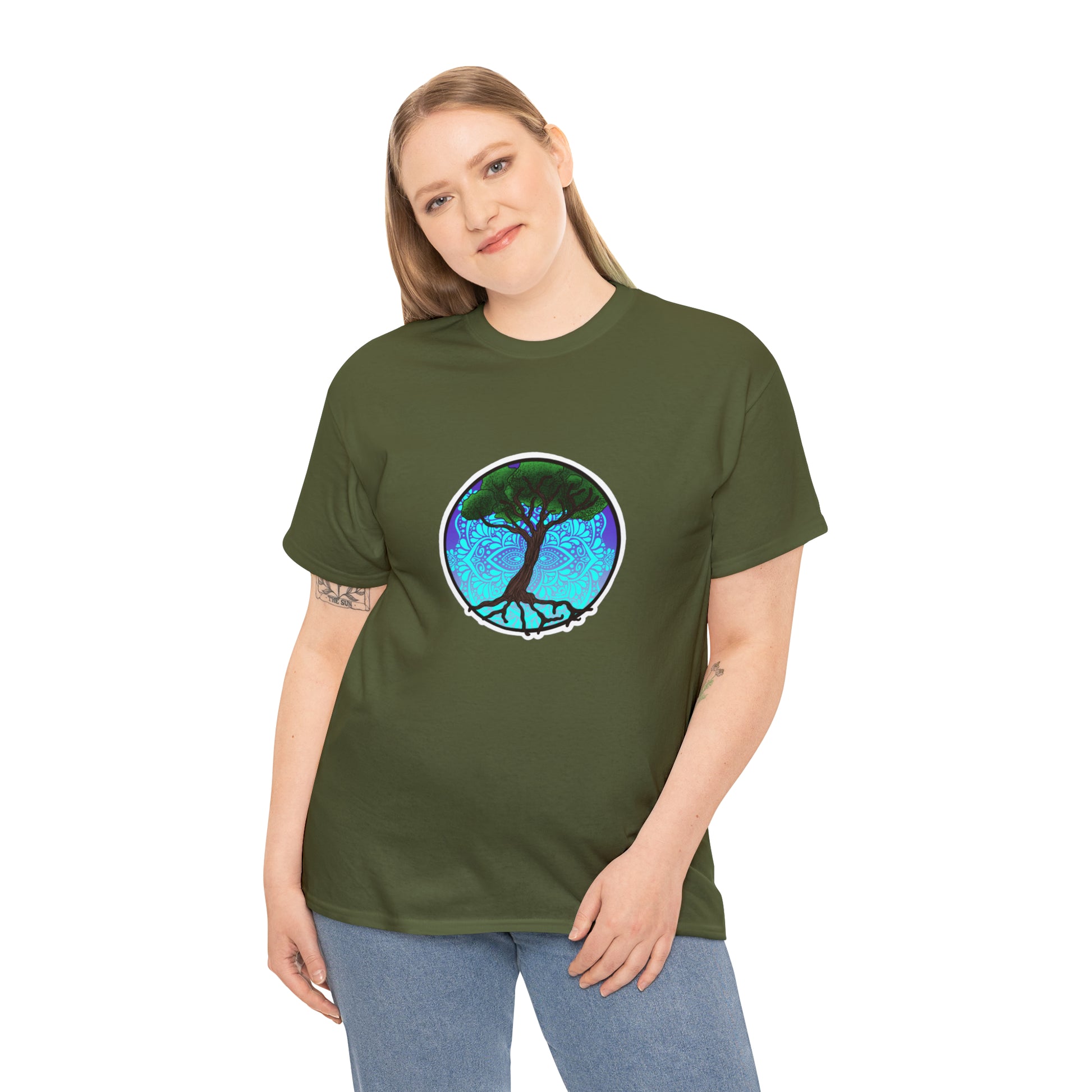 Tree of life Mandala Unisex Heavy Cotton Tee T-Shirt Printify   