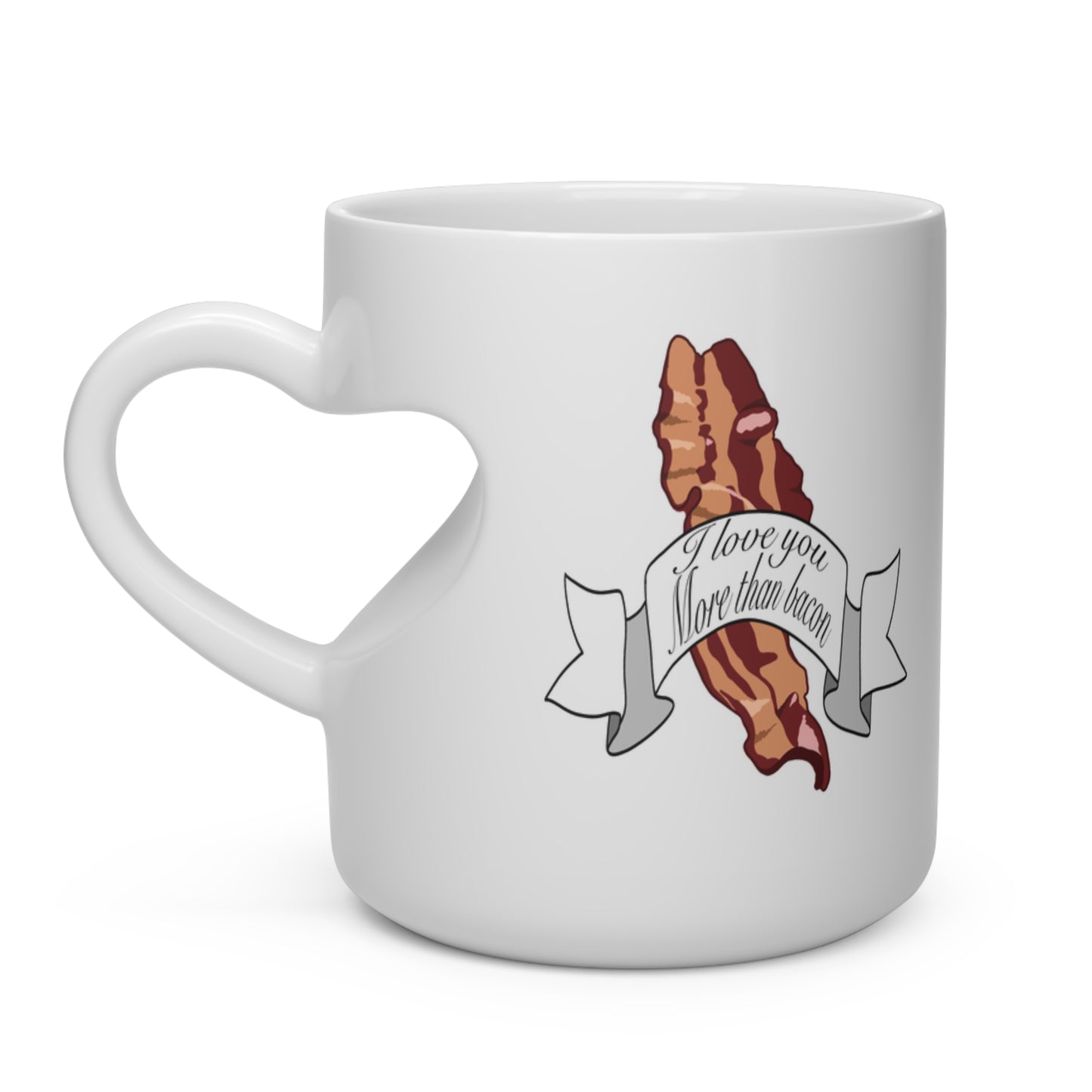 I love you more than bacon Heart Shape Mug Mug Printify   