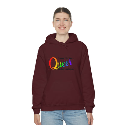 Far too queer Pride Unisex Heavy Blend™ Hooded Sweatshirt Hoodie Printify Maroon S 