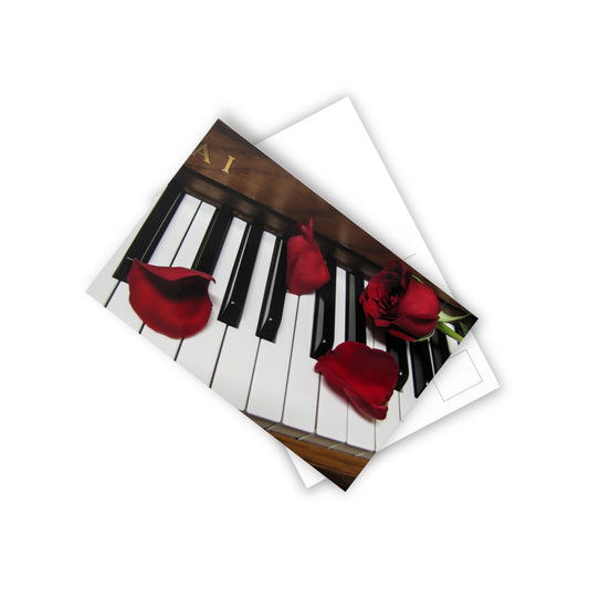 Roses on a piano Postcards (10pcs) Paper products Printify 10 pcs 3.9" x 5.9" White