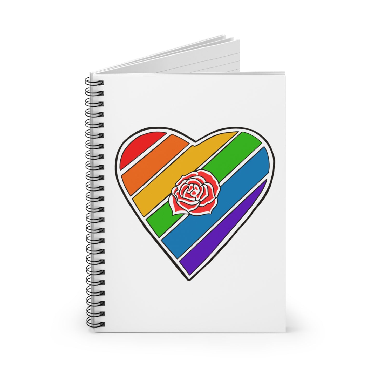 Pride rainbow heart Spiral Notebook - Ruled Line Paper products Printify   