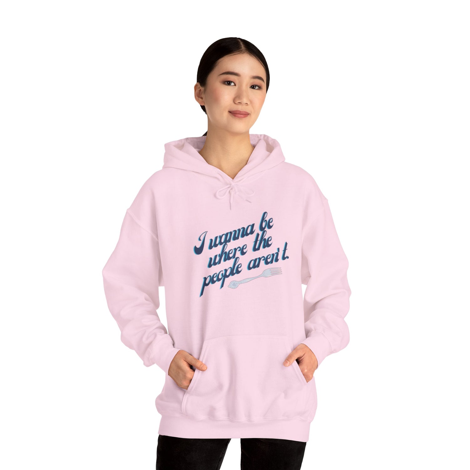 Embrace Your Introverted Side: "I Wanna Be Where the People Aren't" Hoodie Hoodie Printify Light Pink S 