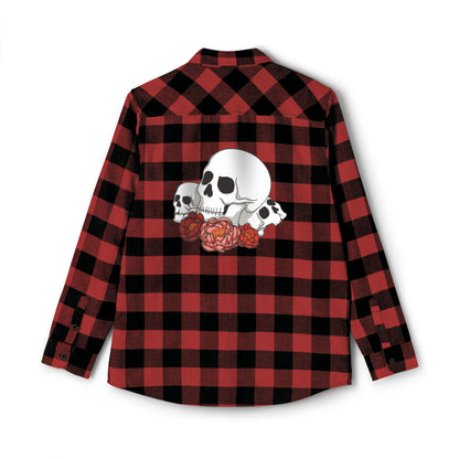 Skull and flowers flannel Long-sleeve Printify   