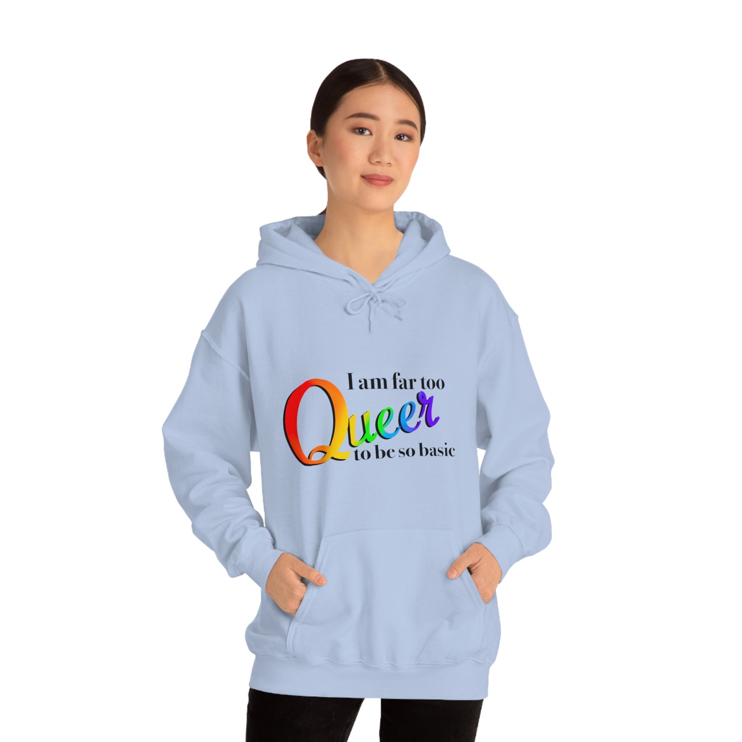 Far too queer Pride Unisex Heavy Blend™ Hooded Sweatshirt Hoodie Printify   