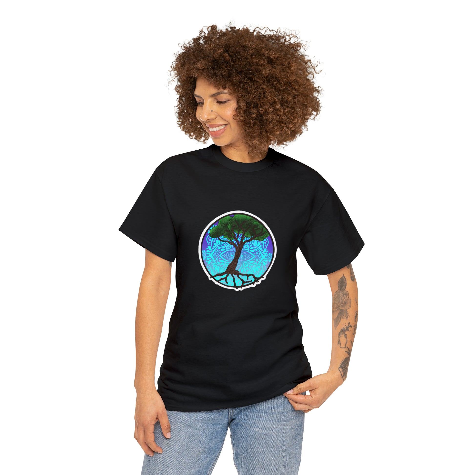 Tree of life Mandala Unisex Heavy Cotton Tee T-Shirt Printify   