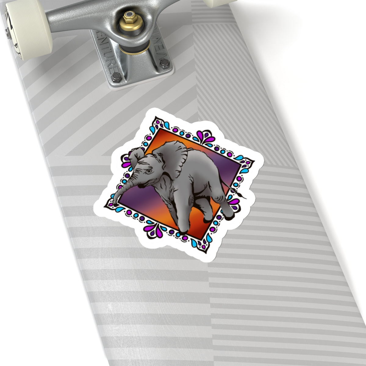 Baby elephant sunrise Kiss-Cut Sticker Paper products Printify 6" × 6" White 