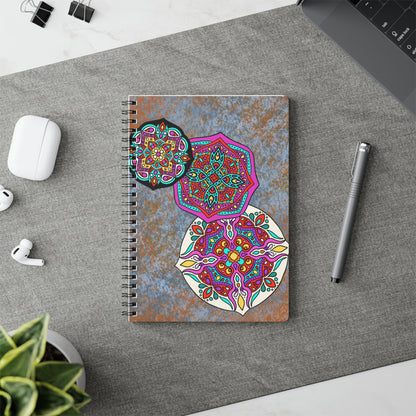 Three Mandalas Wire bound Softcover Notebook, A5 Paper products Printify   