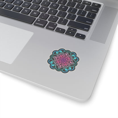 Pink and Turquoise mandala Kiss-Cut Sticker Paper products Printify 2" × 2" Transparent 