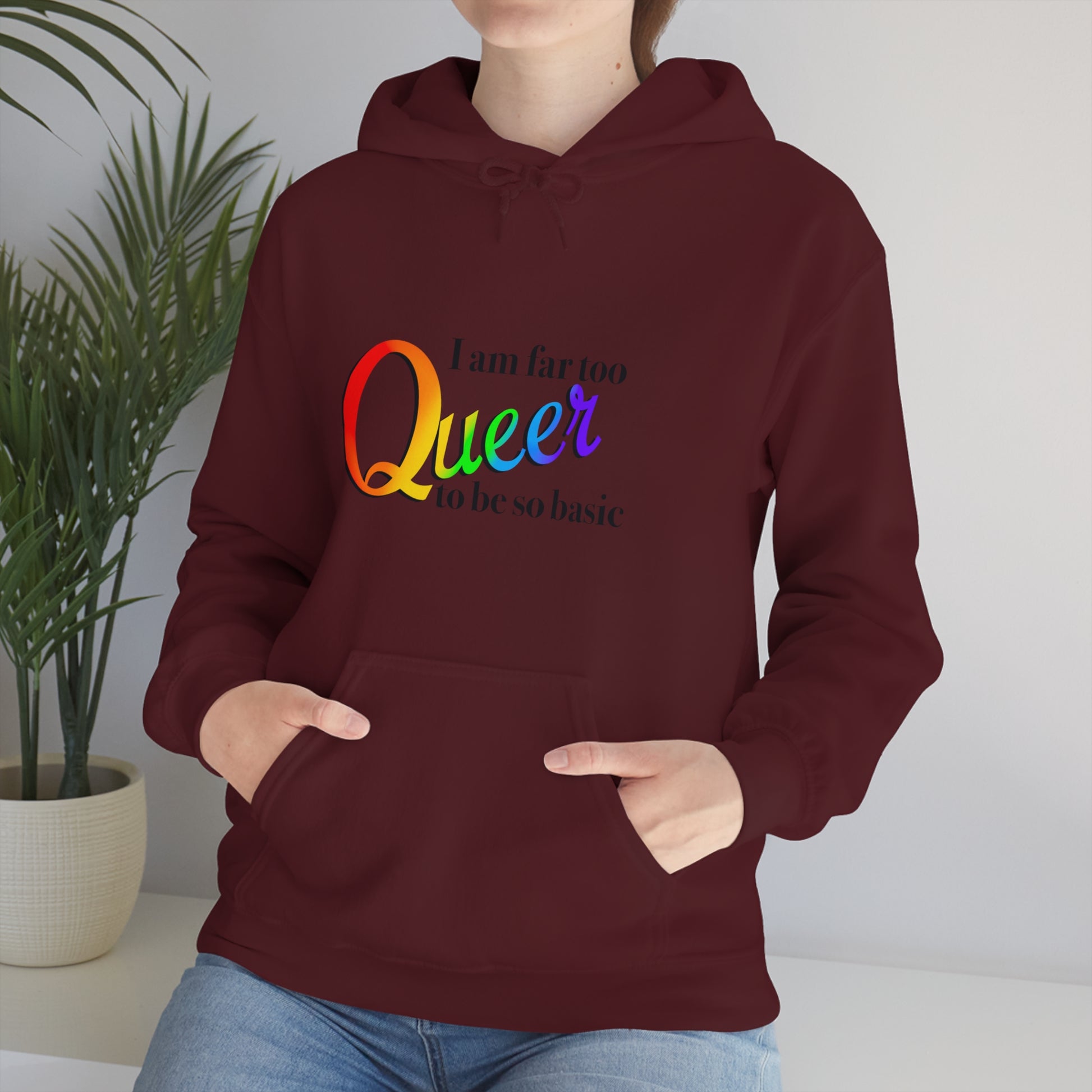 Far too queer Pride Unisex Heavy Blend™ Hooded Sweatshirt Hoodie Printify   