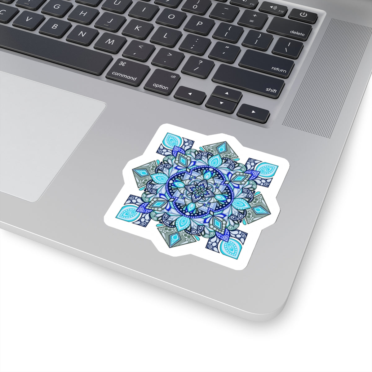 Bright blue mandala Kiss-Cut Sticker Paper products Printify   