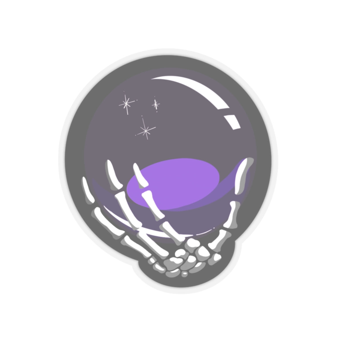 Skeleton crystal ball Kiss-Cut Sticker Paper products Printify   